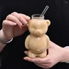 Bicchieri da vino grazioso orso vetro tazza di cartone animato bevanda tazza da caffè per fidanzate regalo di compleanno femminile