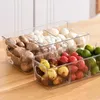 Storage Bottles Food Bin With Dividers Transparent Box Handle Divider Non-skid Bottom Vegetable For Fridge Fruits