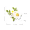 Broches klassieke vrouwen daisy email parelbadges pins elegante kristal bloemplant serie casual corsage voor dame feest bruiloft