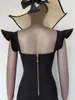 Abiti casual Beaukey Sexy Vintage Ruffles Black 2024 Donne Bandage Dress XL Bustier imbottita con cerniera imbottita da sera stretta BodyCon Vestidos