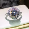 Regalo di Christams Vendita calda Sprendi gioielli di lusso 925 Sterling Silver Color Pinkwhite Sapphire Cz Diamond Topi Ronno Wedding Band Ring 264Q