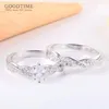 Cluster anneaux de luxe Women Ring Set Pure 925 Sterling Silver Zirconia Mariage Band Bijoux Gift for Bride Party