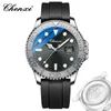 Chenxi Dawn Gray Yacht Mens Watch Scanning Second Mocon Silicon Tape Watch Night Glow Calendar Quartz Watch Fangsheng Watch