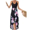 Casual Printed Summer Long Dresses For Women Elegant Pretty Slim Womens Sexy Backless Vintage Female Clothing 240426