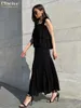 Werkjurken Clacive Summer Slim Black 2 -delige sets vrouwen Outfit mode mouwloze tanktop met hoge taille lange rokken set vrouwelijke kleding