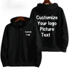 Custom Your Zipper Hoodies Femmes hommes Fashion Fashion Sweatshirt à capuche à manches longues Vêtements de vêtements de sport d'hiver d'automne décontractés 240420