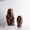 Vaser oregelbunden keramisk vas simulering sten blomkrukor dekorativt arrangemang porslin nordisk heminredning modern