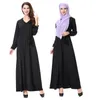 Vêtements ethniques M-XL Muslim Lady V couche Long Manches longues Black Abaya Arabes Couleur solide