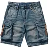 Jeans masculin vintage mens high street big poches big poches cargo shorts denim classiques conception du genou d'été pantalon hommes hétéro