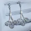 Orero per gocce di gioielli fine 925 Sterling Silver Pave Impostazione Diamond Engagement Orecchini a pensione per matrimoni per donne Gift Bridal 278h