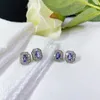 Stud -oorbellen natuurlijke Tanzanite Sterling 925 Silver Gemstone 4 6mm voor dames feest verjaardagsbruiloft trendy sieraden cadeau