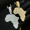 Gorąca moda mężczyźni Hip Hop Naszyjniki Wysokiej jakości żółte złoto Splaped Splish CZ Mapa Africa Wisiant Naszyjniki z 24 -calową liną dla mężczyzn Kobiety gorący prezent