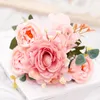 Fleurs décoratives Docidaci Fleur artificielle rétro Silk Rose Bouquet Hydrangea Peony Vintage Bride Fake Plant Home Wedding Decoration