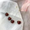 Серьги мода мода красная вишня серьга сладкие фрукты Длинный хрусталл для женской леди подарки