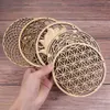 1PC Wood Mur Fleur de vie Forme Art Home Decor Laser Cut Nonslip Er Set Placemats Table Table Coup Round Pad 240430