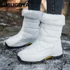 Stiefel Simugoya Winter Damen Schnee mit dicken Sohlen und Haare Mode Reißverschluss Super warmes Wanderwomen Schuhe Botas mujer