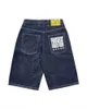 Y2k shorts pour hommes lâches décontractées directes jean hip hop punk denim gym mens femmes pantalons de survêtement noir de rue d'été 240430