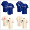 Rangers Baseball Texas 5# Blanco Letter Less Cardigan Borduurde grote stadsversie