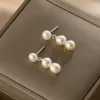 Boucles d'oreilles en peluche élégante authentique goutte de perle d'eau douce pour les femmes en cuivre plaqué argenté