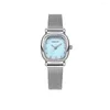 Armbandsur Square Quartz Women's Watch rostfritt stål Dial Elegant Rhinestone With Movement Minimalist