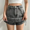 Gonne con pantaloncini di jeans asimmetrici a catena Shorts Streetwear Summer Streetwear Fashion Korean Sexy Casual High Waist Girls 2024