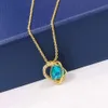 Pescoço sem pescoço para mulher Swarovskis Jewelry Versão alta de alto colar de coração azul
