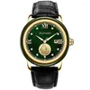 Orologi da polso aivasee orologio giada verde di lusso per uomini con fiume di verniciatura giapponese di cinghia di pelle da uomo analogico.