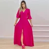 Женская весна/лето Новое одиночное грудное стиль Slim Fit Long Beard V-образный вырезок A-Line Dress Frome