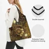 Opbergtassen aangepaste steampunk klokken patroon boodschappentas vrouwen draagbare grote capaciteit boodschappen metaal mechanische tandwielen tote shopper