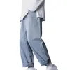 Pantaloni da uomo uomo gamba larga vestito accogliente pantaloni jeans in denim per jogging