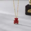 Neckless für Frau Swarovskis Schmuck Hochqualität rosa rot Voll Diamant Teddybären Halskette für Frauen Schluckelement -Kristallkragenkette für Frauen