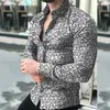 Casual shirts voor heren buitenlandse handelshemd Europa en de Verenigde Staten Muscle Men Rapel Cardigan Flower Slim Tide