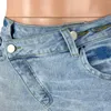 Kvinnors jeans S-3XL Kvinnors designer delade oregelbundna midja tätt passform denim byxor perforerade