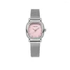 Armbandsur Square Quartz Women's Watch rostfritt stål Dial Elegant Rhinestone With Movement Minimalist