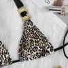 Menas de banho feminina verão de biquíni sexy de leopardo feminino maiô feminino com shinestones halter bandagem retchwork feminino push up maiô