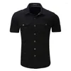 Casual shirts van heren shirts shirt 2024 mannen vracht mode zomerstijl katoen solide heren plus size s-3x