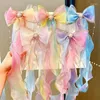 Haaraccessoires kinderband meisje regenboog boog tweedelige geweven hoofddeksels prinses paardenstaart vlecht lintkaart