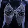 Tassel Crystal Bralette Set Bikini Top Body Chain Bra Necklace for Women Underwear Rhinestone Body Jewelry Sexy Thong Panties T200508 245v