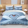 Sängkläder sätter 10 storlekar The Lover White Swan Animal Däcke Quilt Cover Set Blue Pink Comforter Bed Linen and Pudow Case
