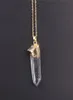 Goldcolor Druzy Gem Stone Clear White Crystal Point Pendant NecklaceDrusy Crystal Quartz pendant necklace3892261