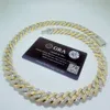 Benutzerdefinierte gold plattierte zweifarbige miami kubanische link kette 14mm 2 row vvs moissanit bracelet pass Diamond Test Männer Halskette