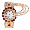 Montre-bracelets Yikaze Luxury Women's Watches Gold Bangle Quartz Watch Hollow Out Diamond Ally Strap Bracelet Bracelet Robe Wristwatch