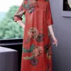 Ubrania etniczne chińska jedwabna sukienka Cheongsam dla kobiet modna stylowa matka zakrywa