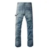 Heren jeans mannen losse zakken lading franje gesplitste afgifte zoom laars gesneden broek niet stretch denim uitlopende broek broek