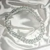 925 Silver Cuban Chain Diamond Hand Rendre Iced Out Men's Link Moisanite