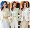 Frauenanzüge S-4xl Frauen Blazer Jacke dünne drei Viertelhülle Schlanker Frühlingssommer Herumn Casual Office Arbeit Plus Größe Weiß gelb Grün