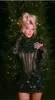 캐주얼 드레스 검은 스팽글 섹시 파티 드레스 여자 2024 럭셔리 구슬 메쉬 이브닝 패션 미니 의상 h1221