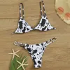 Dames badmode 2024 Zomer Women Push Up Bikini Sexy Cow Print Swimsuit Beach Set Lingerie