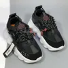 男性向けのVercace Chain Reaction Designer Shoes Platform Sneakers Rubber Suede Triple Black Bluette Red MensカジュアルトレーナーLuxury Plate-Forme 599