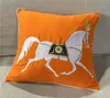 Broderie de luxe core-oreiller de concepteur de chevaux blancs orange rouge 45x45cm de canapé coussin toile toile de litière de maison Vente décorative par pi3719338